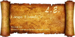 Lange Elemér névjegykártya