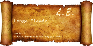 Lange Elemér névjegykártya